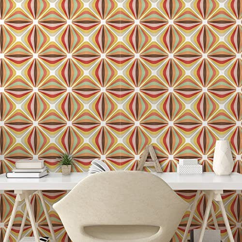 ABAKUHAUS Retro abziehbare &amp; klebbare Tapete für Zuhause, Bunte und geometrische, selbstklebendes Wohnzimmer Küchenakzent, 33 cm x 180 cm, Mehrfarbig 0