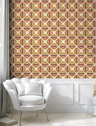 ABAKUHAUS Retro abziehbare &amp; klebbare Tapete für Zuhause, Bunte und geometrische, selbstklebendes Wohnzimmer Küchenakzent, 33 cm x 180 cm, Mehrfarbig 3