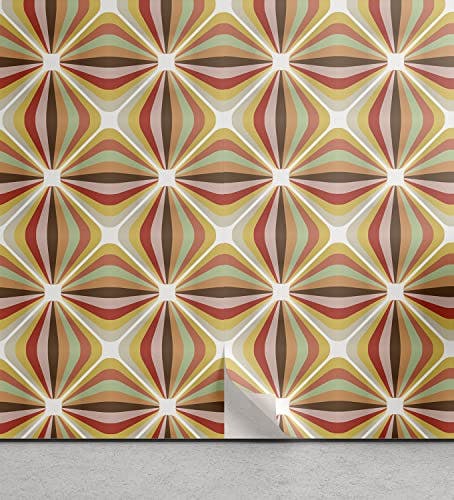 ABAKUHAUS Retro abziehbare &amp; klebbare Tapete für Zuhause, Bunte und geometrische, selbstklebendes Wohnzimmer Küchenakzent, 33 cm x 180 cm, Mehrfarbig