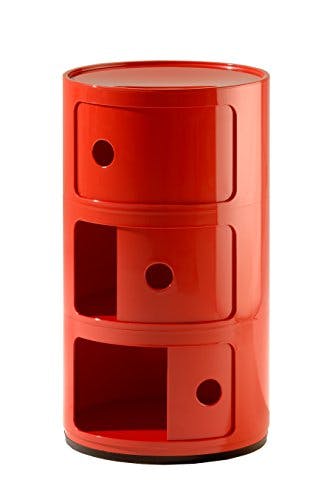 Kartell Componibili, 3 Elements, Rot, Runde Basis