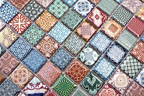 Retro Vintage POP UP Mosaik Fliese Keramik mehrfarben bunt für WAND BAD WC DUSCHE KÜCHE FLIESENSPIEGEL THEKENVERKLEIDUNG BADEWANNENVERKLEIDUNG WB18D-1616 2