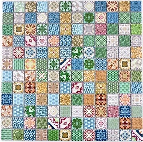 Retro Vintage POP UP Mosaik Fliese Keramik mehrfarben bunt für WAND BAD WC DUSCHE KÜCHE FLIESENSPIEGEL THEKENVERKLEIDUNG BADEWANNENVERKLEIDUNG WB18D-1616