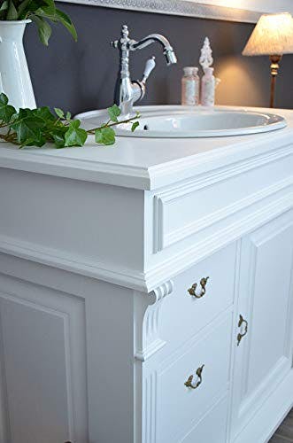Waschbecken mit Unterschrank Landhaus-Waschtisch Weiß Badmöbel Vintage 3