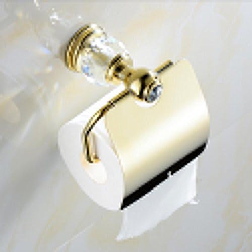 Weare Home Modern Luxus Poliert Gold finished Bohren Wandmontag Wandhalterung Befestigung Toilettenpapierhalter mit Deckel Wasserdichr aus Messing mit Kristall Badezimmer Zubehör 5