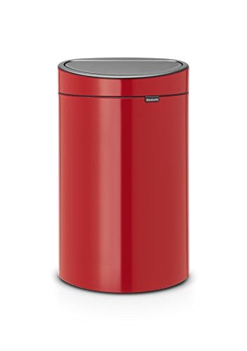 Brabantia 114960 Touch Bin New mit herausnehmbaren Kunststoffeinsatz, 40 L, Edelstahl, passion rot, 32.8 x 48.3 cm