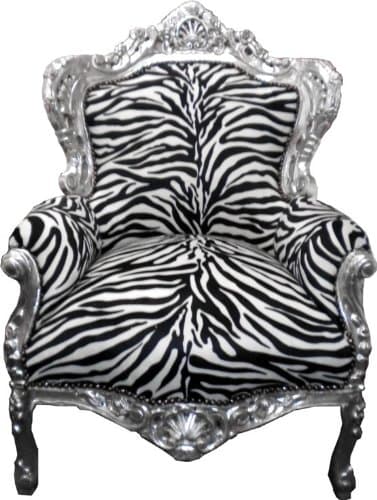 Casa Padrino Barock Sessel 'King' Zebra/Silber