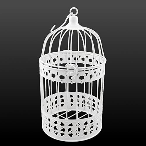 PrimoLiving Metall Deko Vogelkäfig weiß - Hochzeitsdeko Vintage - P-403 Gr. L (ca. 17 x 32 cm) - Tischdeko Hochzeit Vogel Voliere Landhaus Stil 0
