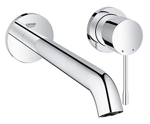 GROHE Essence New - 2-Loch-Waschtischarmatur (Mousseur 5,7l/min, Wandmontage, Bedienungshebel aus Metall), L-size, chrom, 19967001