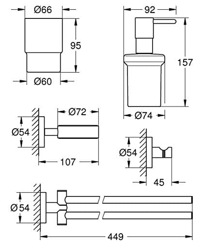 Grohe Bad-Set 4 in 1 Essentials, 1 Stück, 40846001 Rund (Chrom) 1