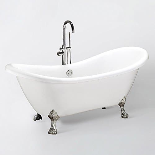 HOME DELUXE - freistehende Badewanne - FAMA, Weiß - Maße: ca. 176 x 74 x 79 cm - Füllmenge: 204 Liter, inkl. Überlaufschutz, Siphon und Verschluss - inkl. Füße I Spa, für 2 Personen, Indoor Badewanne 0