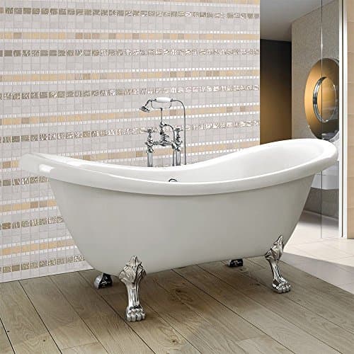 HOME DELUXE - freistehende Badewanne - FAMA, Weiß - Maße: ca. 176 x 74 x 79 cm - Füllmenge: 204 Liter, inkl. Überlaufschutz, Siphon und Verschluss - inkl. Füße I Spa, für 2 Personen, Indoor Badewanne 1