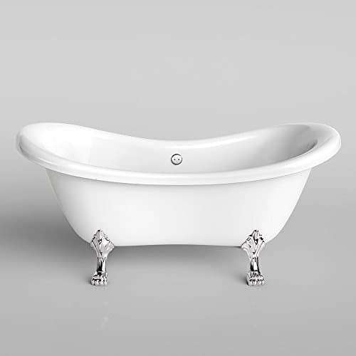 HOME DELUXE - freistehende Badewanne - FAMA, Weiß - Maße: ca. 176 x 74 x 79 cm - Füllmenge: 204 Liter, inkl. Überlaufschutz, Siphon und Verschluss - inkl. Füße I Spa, für 2 Personen, Indoor Badewanne 2