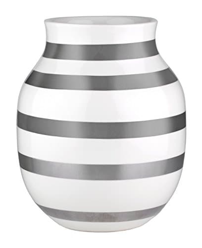 Kähler Vase H20 cm Omaggio Originaldesign mit handgemalte Streifen, Metallics