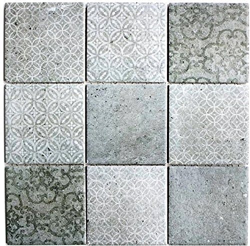 Keramik Shabby Chic Optik Mosaik Fliese Retro Vintage grau für WAND BAD WC DUSCHE KÜCHE FLIESENSPIEGEL THEKENVERKLEIDUNG BADEWANNENVERKLEIDUNG WB22-CELLO