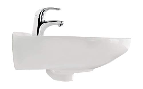 aquaSu® 60 cm Waschbecken Aveiro, Waschtisch mit Überlauf und Hahnloch, Hänge-Waschbecken Made in EU, Waschtisch wandhängend, 60 x 50 cm, Sanitärkeramik weiß, 550208 2