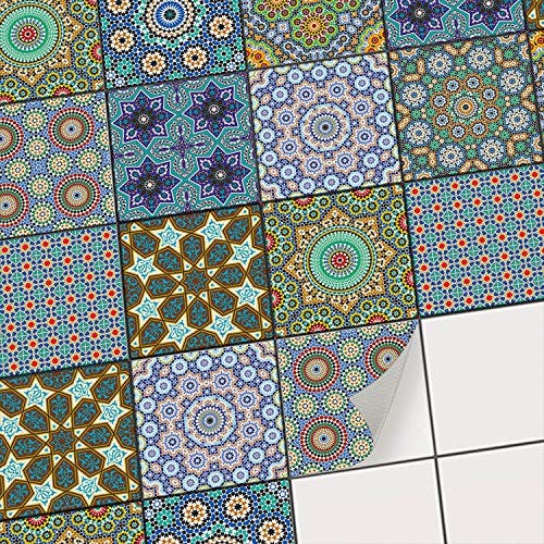 Fliesenaufkleber Mosaikfliesen - CREATISTO Fliesensticker I Dekorsticker Fliesen Folie Sticker Küche renovieren Bad Wandtattoo Wandfliesen I 10x10 cm - Motiv Orientalisches Mosaik - 9 Stück