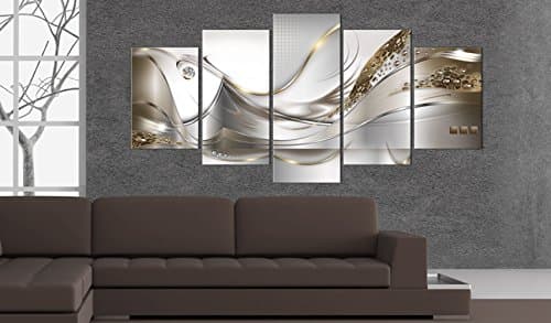 murando - Bilder Abstrakt 200x100 cm Vlies Leinwandbild 5 tlg Kunstdruck modern Wandbilder XXL Wanddekoration Design Wand Bild - Wellen Perlen grau a-A-0004-b-o