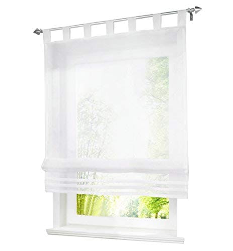 1er-Pack Raffrollo mit Schlaufen Gardinen Voile Transparent Vorhang (BxH 140x155cm, weiß)