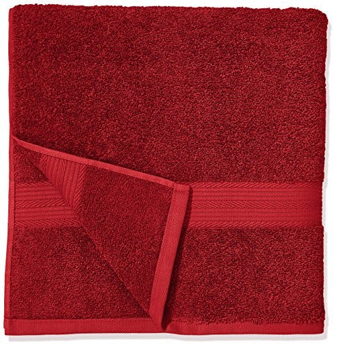 Amazon Basics Handtuch-Set, ausbleichsicher, 6 stück, 2 Badetücher und 4 Händehandtuch, Rot, 100% Baumwolle 500g/m² 3