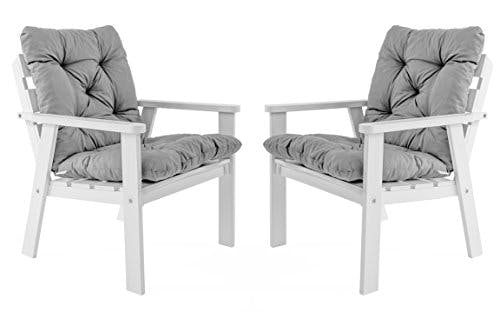 Ambientehome Sitzkissen Auflage Sitzpolster, 98 x 50 x 8 cm, 2er Set, Light Grey, 50% Baumwolle , 50% Polyester