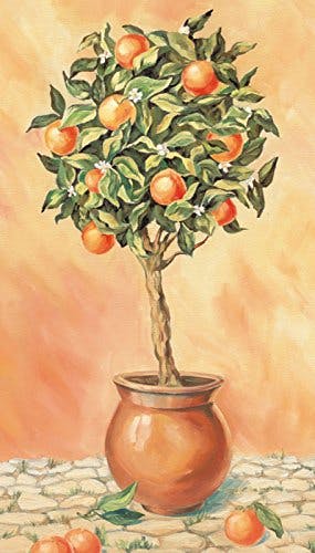 ARTLAND Leinwandbilder auf Holz Wandbild 40x70 cm Hochformat Natur Botanik Pflanze Orange Baum Italien Toskana mediterran T5HX