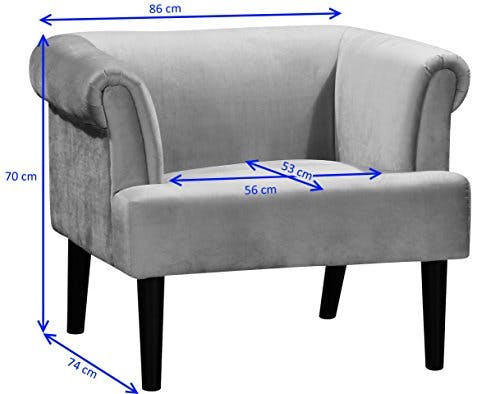 Atlantic Home Collection Charlie Sessel, Armlehnenstuhl mit Massivholzfüßen, Samt, Grün, 74 x 86x 70