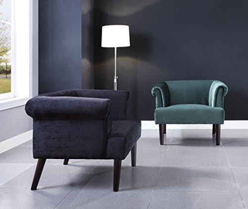 Atlantic Home Collection Charlie Sessel, Armlehnenstuhl mit Massivholzfüßen, Samt, Grün, 74 x 86x 70 0