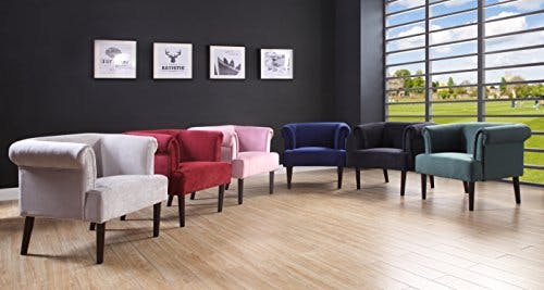 Atlantic Home Collection Charlie Sessel, Armlehnenstuhl mit Massivholzfüßen, Samt, Grün, 74 x 86x 70 1