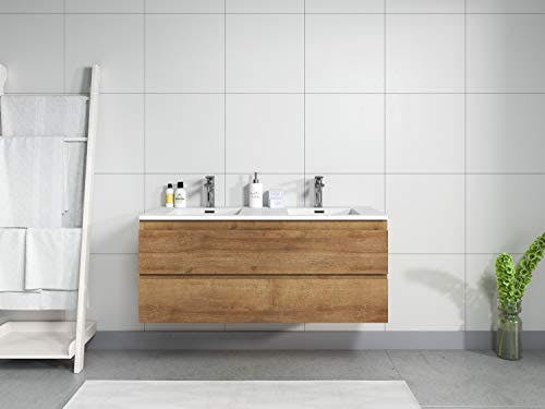 Badezimmer Badmöbel Set Angela 120cm - Eiche - Unterschrank Schrank Waschbecken Waschtisch 0