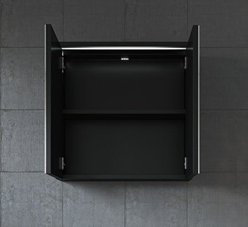 Badezimmer Spiegelschrank Toledo 60cm Schwarz – Stauraum Unterschrank Möbel Zwei Türen Badschrank 1