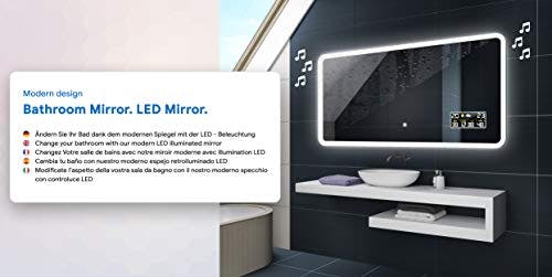 Badspiegel 120x70cm mit LED Beleuchtung - Wählen Sie Zubehör - Individuell Nach Maß - Beleuchtet Wandspiegel Lichtspiegel Badezimmerspiegel - LED Farbe zu Wählen Kaltweiß/Warmweiß L59 0