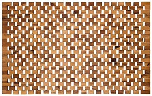 WohnDirect rutschfeste Holz Badematte Natur 50x80 - Nachhaltige, Robuste Holzmatte für Badezimmer, Sauna &amp; Wellness - Duschvorleger aus 100% Akazienholz