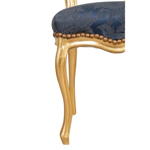 Biscottini Gepolsterter Stuhl, Holz, Gold und Blau, 90x45x42,5 cm 2