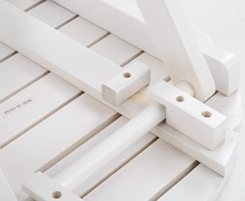 BplusZ Multifunktionaler runder balkontisch klappbar–Portabler beistelltisch, ideal als gartentisch für Terrasse, 48,5 x 48,5 x 50 cm–Weiß 3