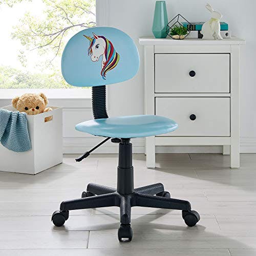 CARO-Möbel Kinderdrehstuhl Unicorn in hellblau mit Einhorn Motiv Schreibtischstuhl Drehstuhl höhenverstellbar 0