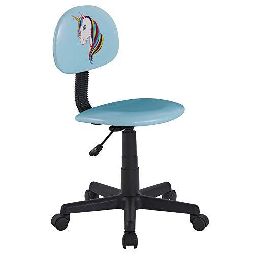 CARO-Möbel Kinderdrehstuhl Unicorn in hellblau mit Einhorn Motiv Schreibtischstuhl Drehstuhl höhenverstellbar