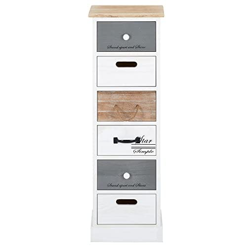 CARO-Möbel Kommode Aviano mit 6 Schubladen, kleine Kommode im Vintage Stil, Schubladenkommode im Shabby Look, Weiß 1