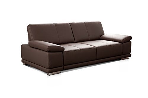 CAVADORE 3-Sitzer Sofa Corianne / Echtledercouch im modernen Design / Mit Armteilverstellung / 217 x 80 x 99 / Echtleder dunkelbraun 1