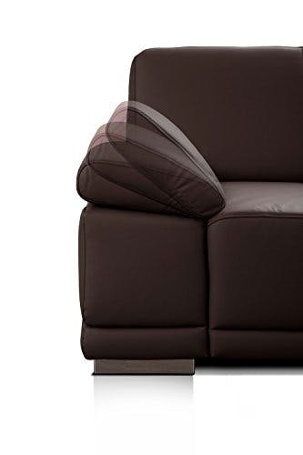 CAVADORE 3-Sitzer Sofa Corianne / Echtledercouch im modernen Design / Mit Armteilverstellung / 217 x 80 x 99 / Echtleder dunkelbraun 2