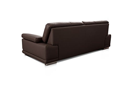 CAVADORE 3-Sitzer Sofa Corianne / Echtledercouch im modernen Design / Mit Armteilverstellung / 217 x 80 x 99 / Echtleder dunkelbraun 3