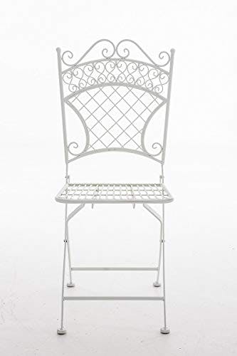 CLP Eisen-Klappstuhl ADELAR im nostalgischen Design I Klappbarer Gartenstuhl mit edlen Verzierungen I erhältlich, Farbe:weiß 0