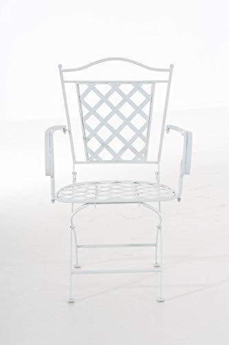 CLP Eisenstuhl Adara im Jugendstil I Outdoor-Stuhl mit Armlehnen I Handgefertigter Gartenstuhl aus Eisen I erhältlich, Farbe:weiß 0