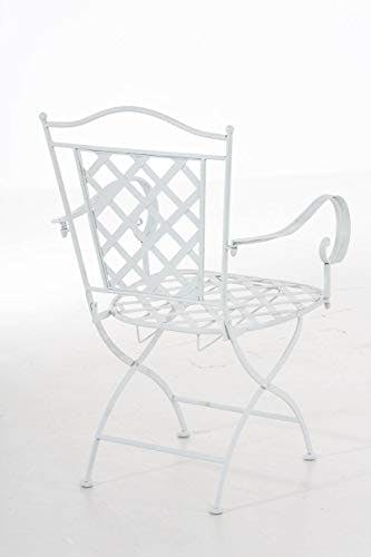 CLP Eisenstuhl Adara im Jugendstil I Outdoor-Stuhl mit Armlehnen I Handgefertigter Gartenstuhl aus Eisen I erhältlich, Farbe:weiß 2