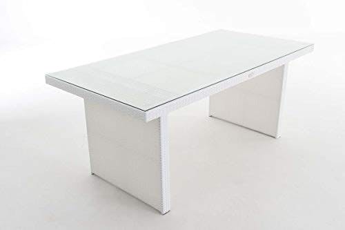 CLP Polyrattan Tisch Avignon I Gartentisch Aus Flachrattan I Esstisch In Verschiedenen Größen, Farbe:weiß, Größe:180 cm 0