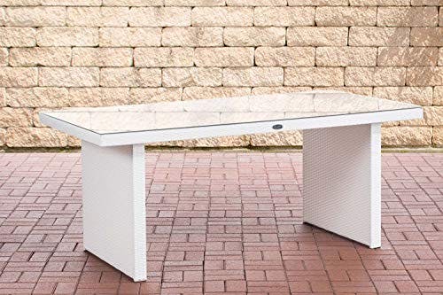 CLP Polyrattan Tisch Avignon I Gartentisch Aus Flachrattan I Esstisch In Verschiedenen Größen, Farbe:weiß, Größe:180 cm