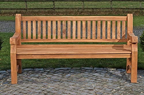 CLP Wetterfeste Gartenbank Jackson V2 aus massivem Teakholz | Holzbank mit ergonomischer Sitzfläche | In verschiedenen Größen erhältlich, Farbe:Teak, Größe:180 cm 2