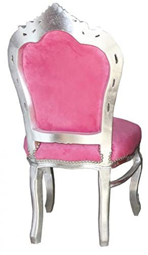 Casa Padrino Barock Esszimmerstuhl Pink/Silber ohne Armlehnen 0