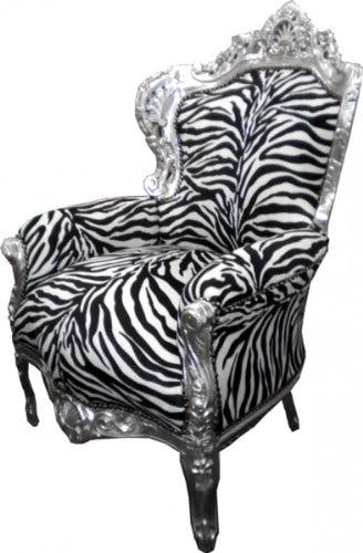 Casa Padrino Barock Sessel 'King' Zebra/Silber 0