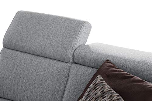 Cavadore 2-Sitzer Sofa Ammerland / Couch mit Federkern im Landhausstil / Inkl. verstellbaren Kopfstützen / 156 x 84 x 93 / Strukturstoff hellgrau 3