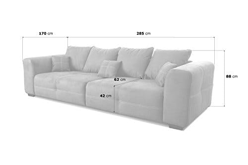 Cavadore Big Sofa Mavericco / Große Polster Couch mit Mikrofaser-Bezug Lederoptik / Inklusive Rückenkissen und Zierkissen in / Maße: 287 x 69 x 108 cm (BxHxT) / Farbe: Antik Braun 2